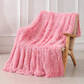 Decorative Extra Soft Faux Fur Blanket Twin Size 70" X 78",Solid Reversible Fuzzy Fluffy Cozy Plush Fleece Comfy Microfiber Fur Blanket for Couch Sofa Bed,Pink