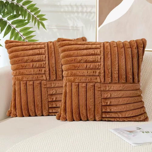 2Pcs Artificial Plush Throw Pillow Covers, Suitable for Various Occasions Such as Bedding, Home Decoration, Etc