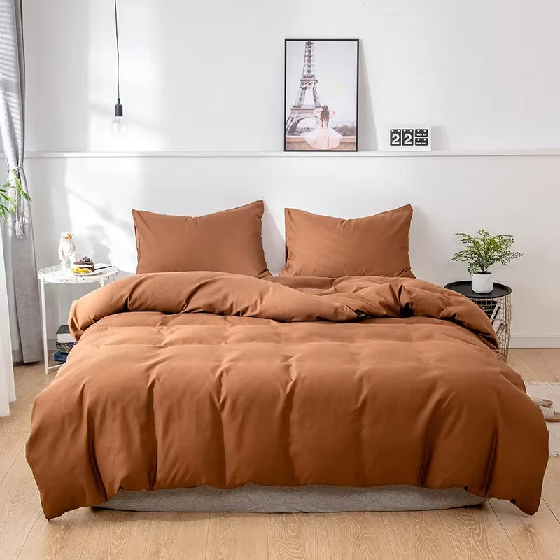 Nordic Solid Color Sanding Duvet Cover 220X240 Single Double Queen King Simple Bedding Set Pillowcase Bedclothes (No Bed Sheet)