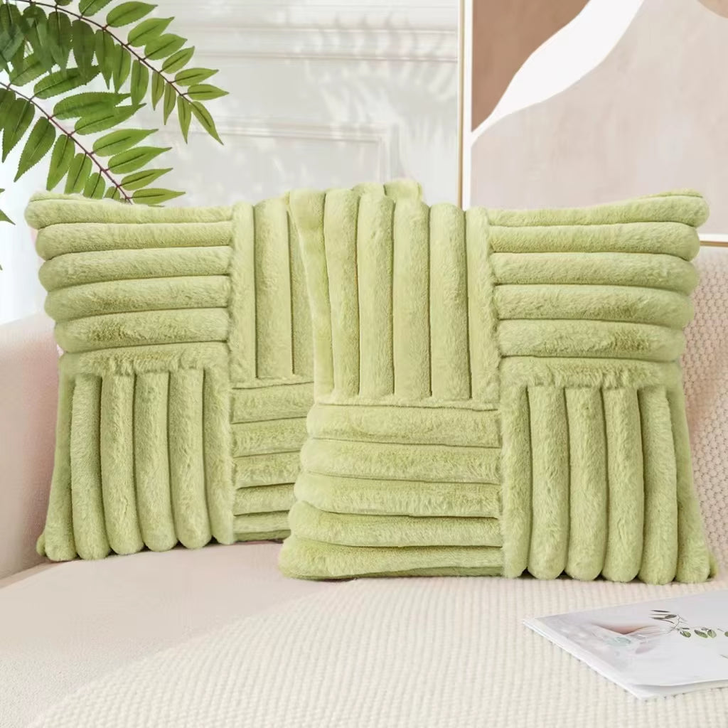 2Pcs Artificial Plush Throw Pillow Covers, Suitable for Various Occasions Such as Bedding, Home Decoration, Etc
