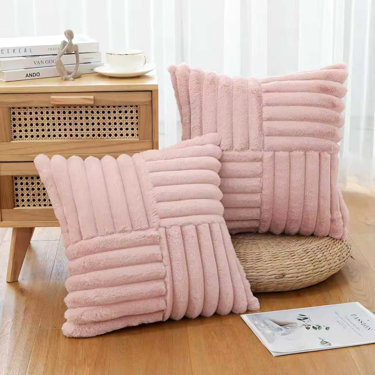2Pcs Artificial Plush Throw Pillow Covers, Suitable for Various Occasions Such as Bedding, Home Decoration, Etc